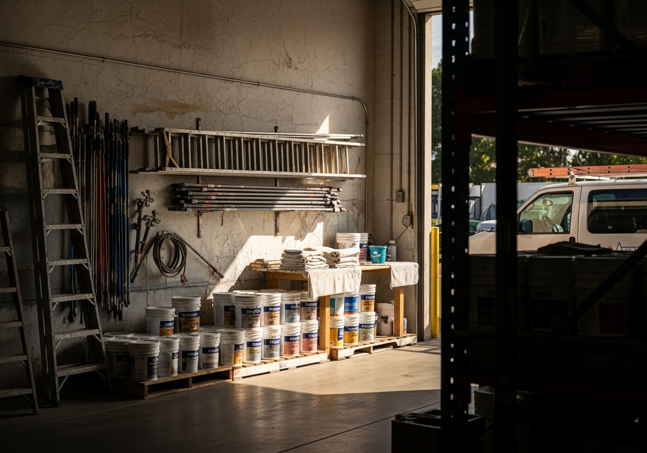 Professional painting crew with tools and equipment ready for residential and commercial projects.